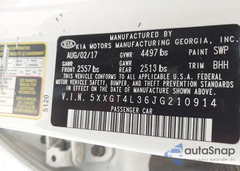 2018 Kia Optima Lx z USA, uszkodzony, nr VIN 5XXGT4L36JG210914